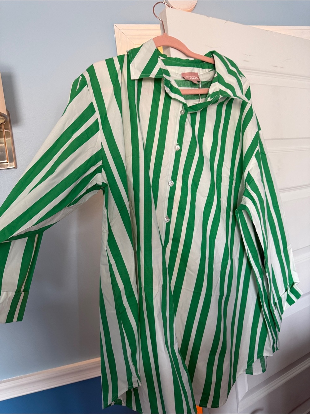Show Me Your MuMu Green and White Striped Button Down Shirt